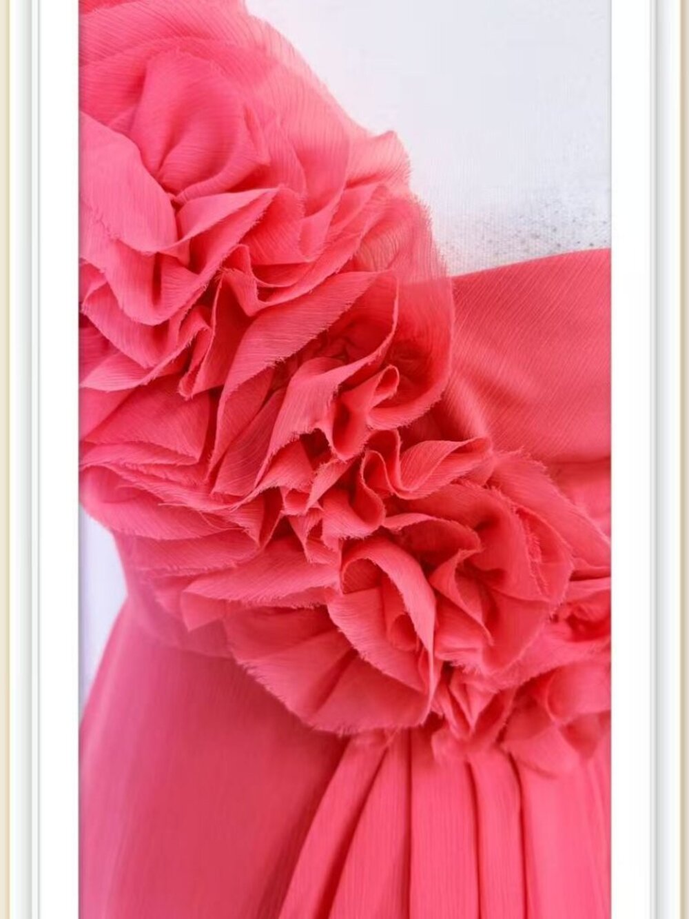 One-shoulder layered ruffle strap draped chiffon skirt maxi dress size 6